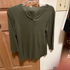 Chico's Forest Green Long Sleeve Top